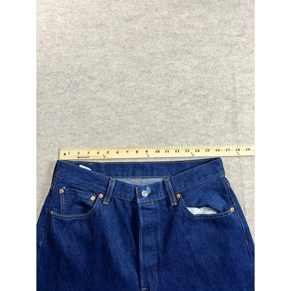 Levis 501 Original Fit Straight Leg Jeans Dark Wash Blue Mens 36x30 Button Fly
